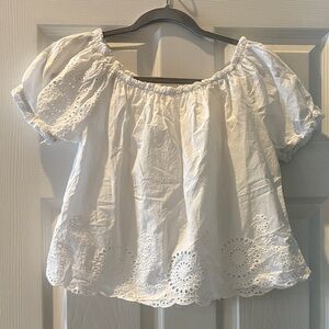 White Eyelet Off-Shoulder Top OS